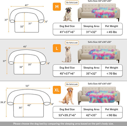 Calming Dog Bed Fluffy Plush Dog Mat for Furniture Protector with Removable Washable Cover for Large Medium Small Dogs and Cats (Large, Light Grey)