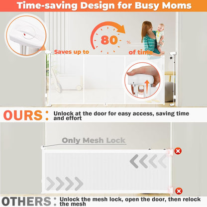 19.7ft Retractable Baby Gates Dog Gate - 236" Extra Wide Expandable Child Safety Gate,37" Tall Toddler Pet Mesh Gate with Reinforced Strips for Doorways,Stairs,Hallways,Outdoor & Indoor Large Openings