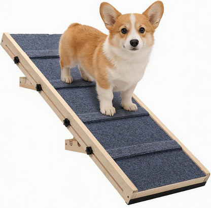 Dog Ramp for Stairs – 36×14 inch Wooden Adjustable Pet Ramp for Small & Medium Dogs, Nonslip Folding Dog Stair Ramp with Safety Carpet Surface for Indoor Steps and Home Use (1, 36 '' × 14 '')