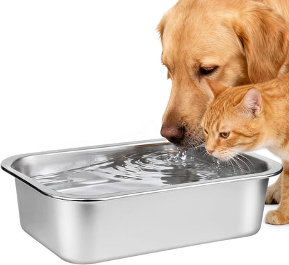 Ohtomber Stainless Steel 1.25 Gallons Large Dog Water Bowl, Metal Pet Dog Water & Food Bowl No Spilling, Outdoor Feeder Dish Plate for Cat, Big, Extra Large Pet