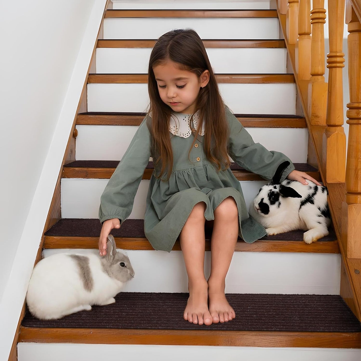 Extra Wide Non Slip Stair Treads for Wooden Steps – 15 Pack 9" x36'' Extra Wide Carpet Runners with Reusable Adhesive, Step Pads for Dogs, Kids, Seniors, Machine Washable – Geige