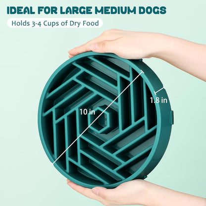 WHIPPY Slow Feeder Dog Bowl, Puzzle Maze Design to Slow Down Eating, 3-Cup Capacity, Anti-Gulping Food Bowl for Medium & Large Dogs,Black
