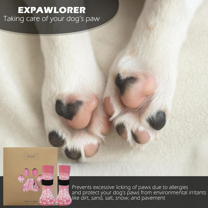 EXPAWLORER 6Pcs Anti-Slip Dog Socks to Prevent Licking Paws,Dog Shoes for Hot Pavement,Dog Booties Traction Control on Hardwood Floor,Boots & Paw Protectors, for Puppy Small Medium Large Senior Dogs