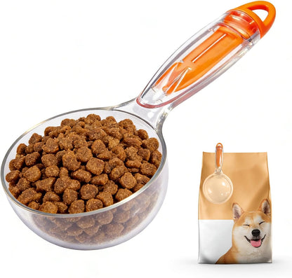 Dog Food Scoop 1 Cup, Dog Food Measuring Cup with Detachable Handle, 3-in-1 Multi-Function Scoop for Cats Dogs(1 Pack)