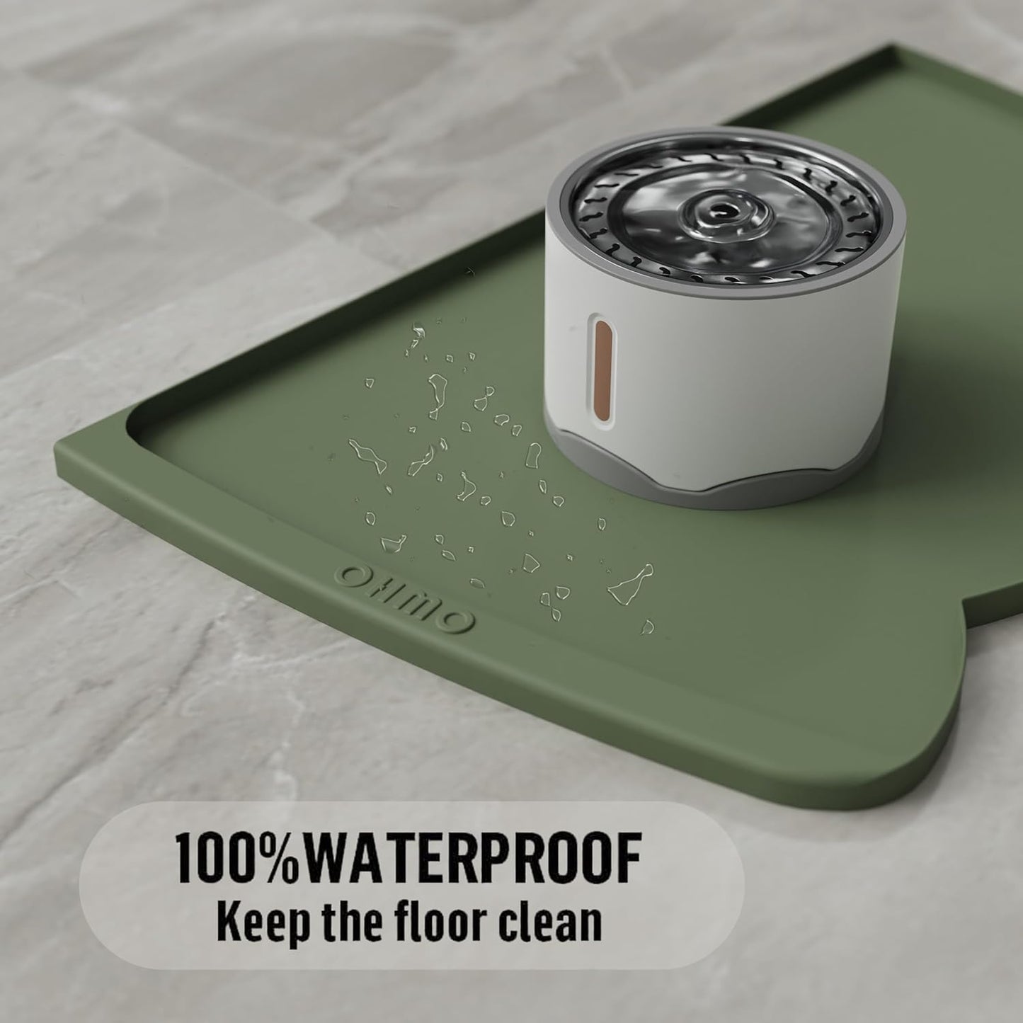 OHMO - Cat Food Mat, Silicone Pet Feeding Mat for Floor Non-Skid Waterproof Dog Water Bowl Tray, Easy to Clean Pet Placemat (Erythrinus, 18 * 9.8'')