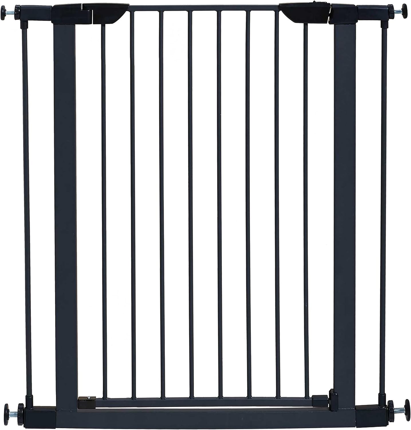 MidWest Homes for Pets 39-Inch High Walk-Thru Pressure Mounted Steel Dog Gate, Expands to 38 Inches Wide, Includes 3-inch Extensions, Textured Graphite