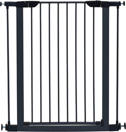 MidWest Homes for Pets 39-Inch High Walk-Thru Pressure Mounted Steel Dog Gate, Expands to 38 Inches Wide, Includes 3-inch Extensions, Textured Graphite