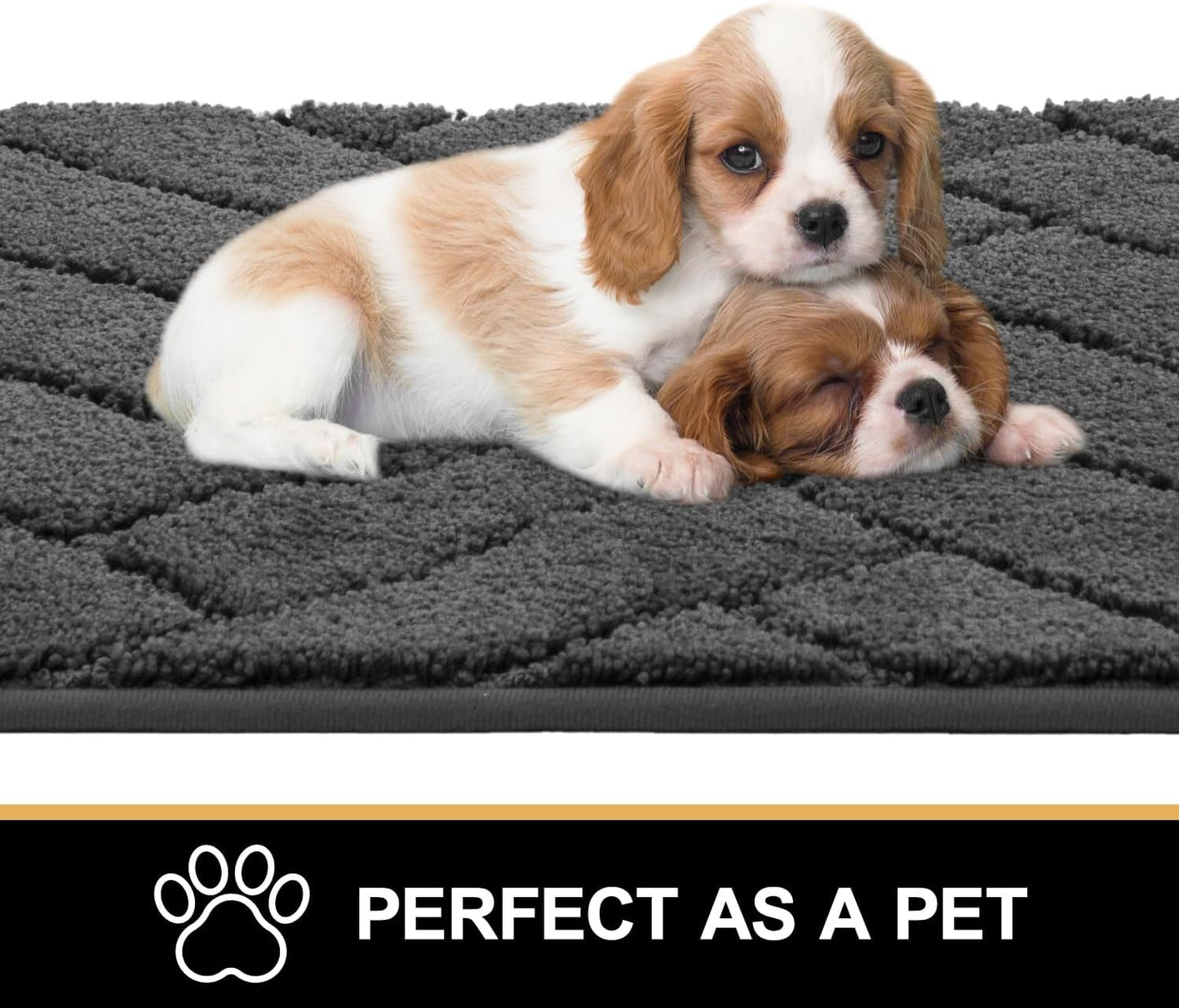 Tindbea Dog Mat for Mud Paws,Absorbs Moisture Dirt Non-Slip Washable Mud Mat for Dogs,Soft Rubber Backing Front Inside Pet Rug for Entryway, Dog Paws, Patio(20"x48",Charcoal)