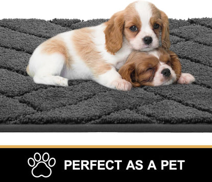 Tindbea Dog Mat for Mud Paws,Absorbs Moisture Dirt Non-Slip Washable Mud Mat for Dogs,Soft Rubber Backing Front Inside Pet Rug for Entryway, Dog Paws, Patio(20"x48",Charcoal)