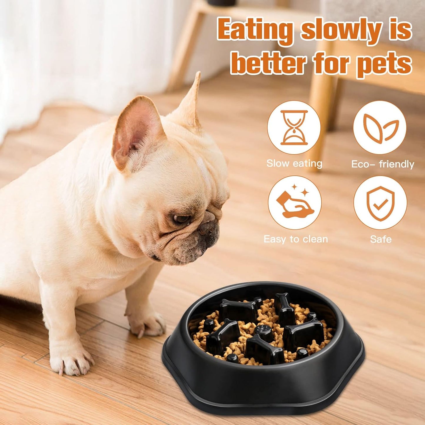 UPSKY Slow Feeder Dog Bowl Anti-Chocking Slower Feeding Pet Puzzle Bowls, Interactive Bloat Stop Dog Food Dishes Non-Slide Dogs Lick Treat for Small Medium