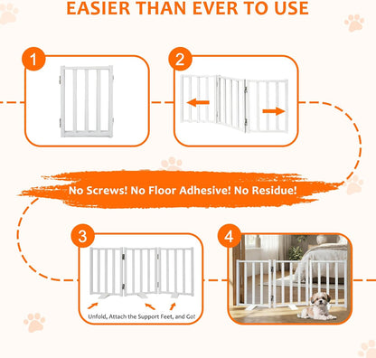 Snagle Paw Short Dog Gate,16.5" Tall Freestanding Metal Dog Gate Only for Small Dogs with Support Feet Easily Step Over,Up to 48" Wide Puppy Gate Indoor for Stairs,Doorways(Black,4 Panel)