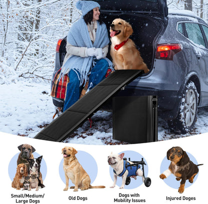 CALLARON 71''x 20'' Dog Ramp for Car, Foliding Dog Ramp with Non-Slip Rug Surface, Extra Wide Long Pet Stairs Supports Up to 300 LBS, Slow Slope Dogs Stairs for SUV, Truck, Large & Senior Pets