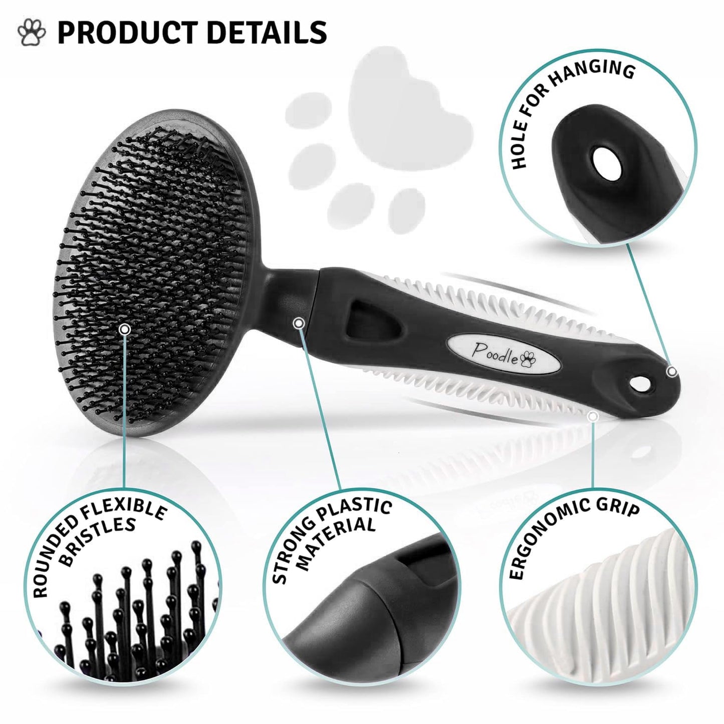 Round Bristle Pet Brush for Dogs and Cats - Soft Dog Brush for Grooming Short or Long Hair - Gentle Tool for Sensitive Skin Removes Dander, Dirt, and Detangles (Purple)