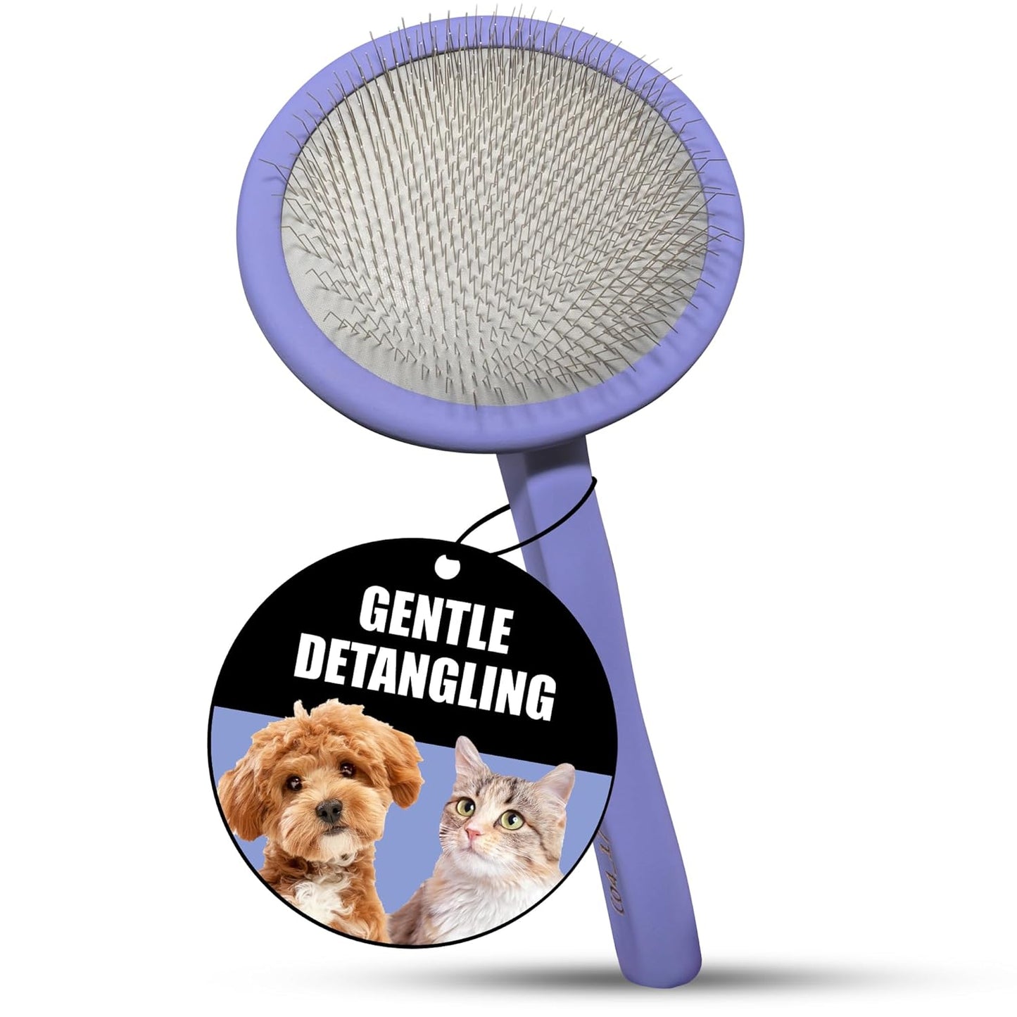 Tauro Pro Line Slicker Brush for Dogs & Cats, Deshedding, Dematting & Detangling Grooming Tool for Medium to Long Coats, Ideal for Doodles & Poodles, Flexible Cushion, Purple, Medium Size (M)