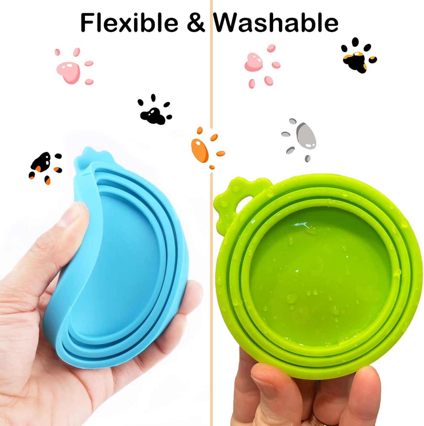 4 Pack Pet Food Can Cover Silicone Can Lids for Dog and Cat Food(Universal Size, One fit 3 Standard Size Food Cans)