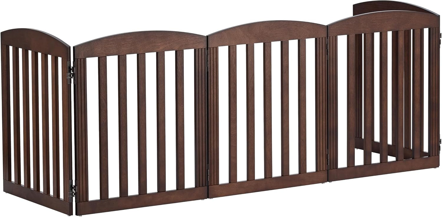 SPIRICH 96" Extra Wide 28" Tall Wooden Freestanding Foldable Dog Gate, Pet Gate Indoor, 4 Panels, White