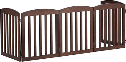 SPIRICH 96" Extra Wide 28" Tall Wooden Freestanding Foldable Dog Gate, Pet Gate Indoor, 4 Panels, White
