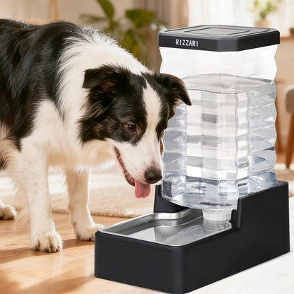 RIZZARI 10L Stainless Steel Dog Water Dispenser – Large Capacity Gravity Auto-Refill Waterer with Anti-Tip Design for Large Dogs, Ideal for Living Rooms, Offices & Indoor Pet Spaces