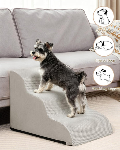 Aodisman Dog Stairs for Small Dogs,3 Step Dog Ramp for Couch and Bed,Pet Stairs with Non-Slip Bottom for Old Cats,Indoor Pet Steps,Comfort,Durable,15.4" H