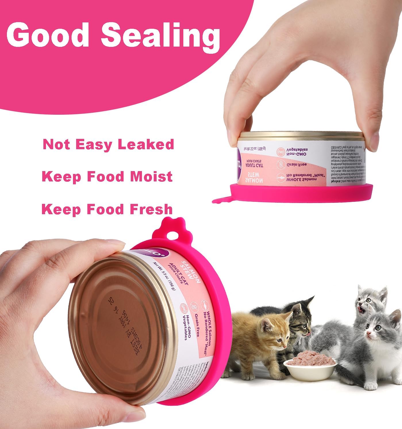 COMTIM Cat Food Can Covers Lids for 5.5 oz Cans, 2 Pack Silicone Cat Food Can Lids for 5.5 oz 5.3 oz Cans...Pet Food Can Covers Reusable Can Toppers Savers for Wet Food