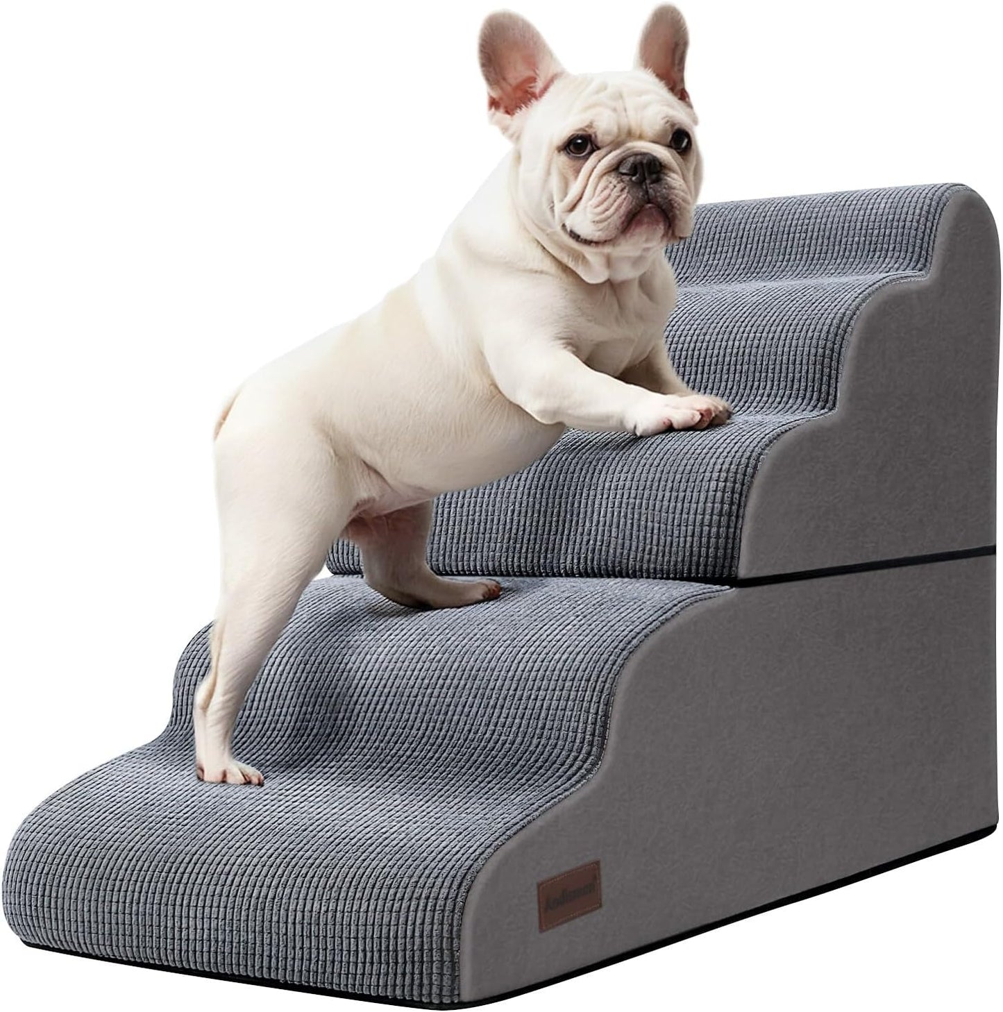 Aodisman 3-Step Dog Ramp and Stairs for Sofa and Chair - Non-Slip Sturdy Pet Steps for Small Dogs and Cats,15.7" H,Grey
