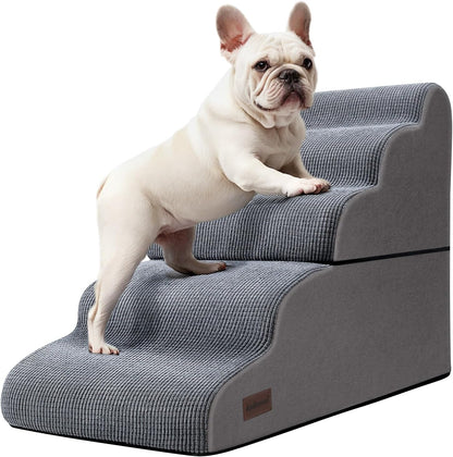 Aodisman 3-Step Dog Ramp and Stairs for Sofa and Chair - Non-Slip Sturdy Pet Steps for Small Dogs and Cats,15.7" H,Grey