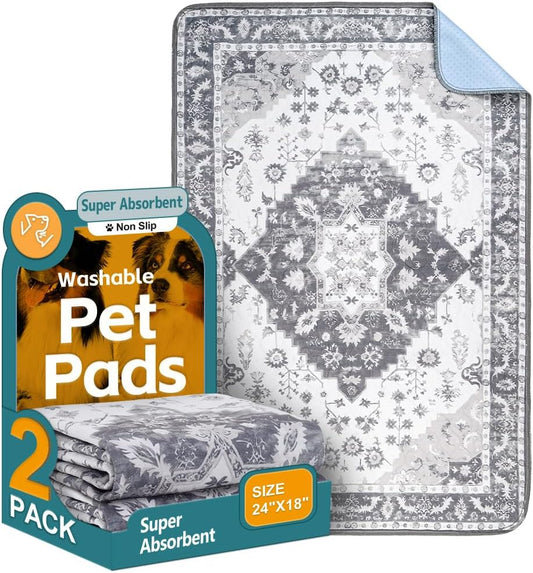 Washable Pee Pads for Dogs, 2 Pack Reusable Puppy Training Pads 40"x26" Super Absorbent Waterproof Dog Training Pads, Non-Slip Potty Pads, Whelping Pads Litter Mat