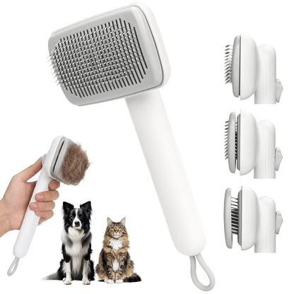 Self Cleaning Slicker Brush,2-Level Adjustable Dog Brush for Thick Undercoat,Golden Retriever,Border Collie,Poodle,Long Haired Summer Shedding(Green)