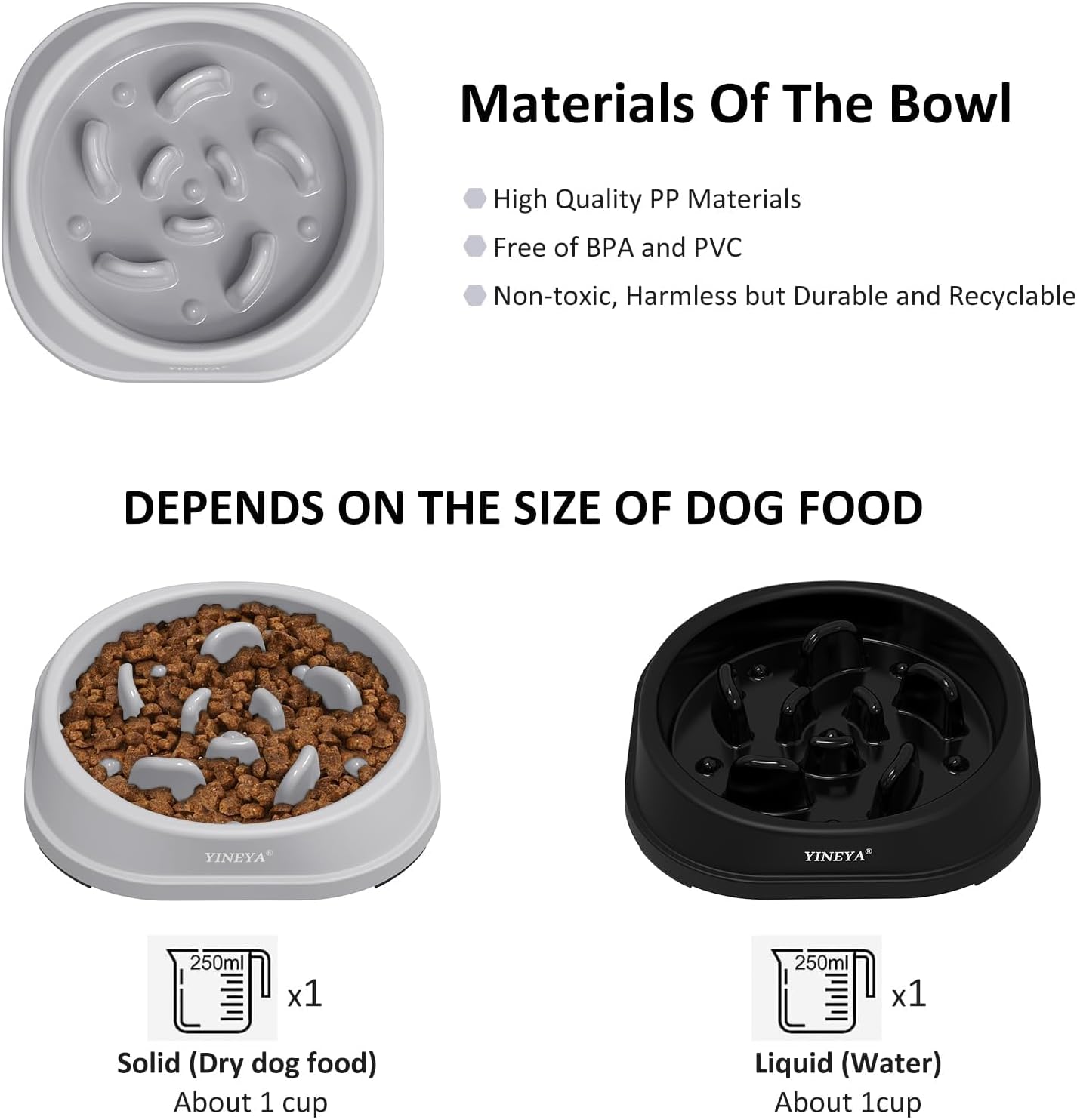 YINEYA Slow Feeder Dog Bowls, Pet Supplies that Slow Down Eating, Pet Food Bowls, Maze Dog Puzzle Feeder for Medium Breed