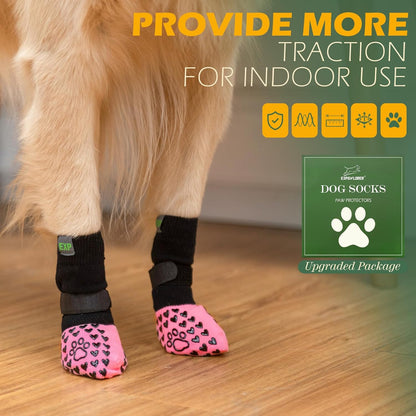 EXPAWLORER Anti Slip Dog Socks to Prevent Licking Paws, Dog Shoes for Hot Pavement Walk, Dog Booties for Hardwood Floors, Dog Boots & Paw Protectors with Grippers for Small Medium Large Senior Dogs M