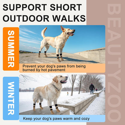 BEAUTYZOO Dog Socks to Prevent Licking Paws -Dog Shoes for Hot Pavement & Hardwood Floors Anti Slip, Traction Control Boots & Paw Protectors with Double Side Grips for Small Medium Large Senior Dogs