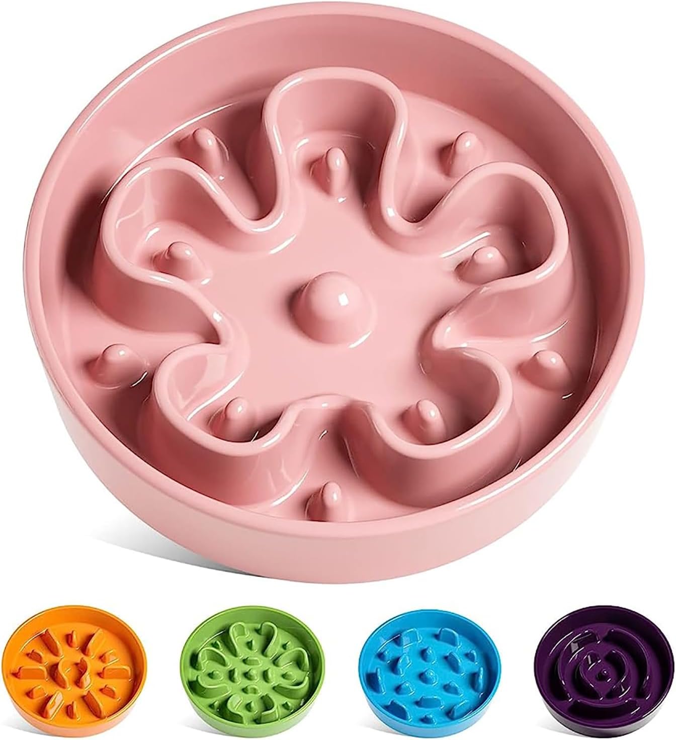 LE TAUCI Dog Bowls Slow Feeder Ceramic, 1.5 Cup Slow Feeding Bowl for Small and Medium Breed, Puzzle Dog Food Bowl for Fast Eater, Maze Purple