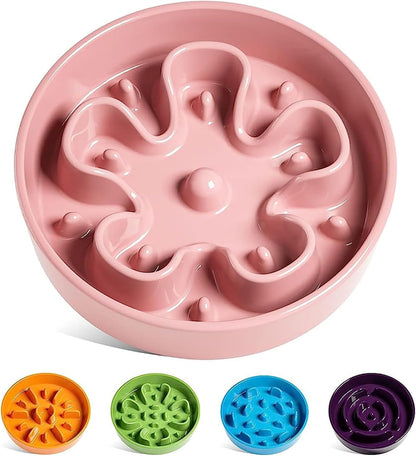 LE TAUCI Dog Bowls Slow Feeder Ceramic, 1.5 Cup Slow Feeding Bowl for Small and Medium Breed, Puzzle Dog Food Bowl for Fast Eater, Maze Purple