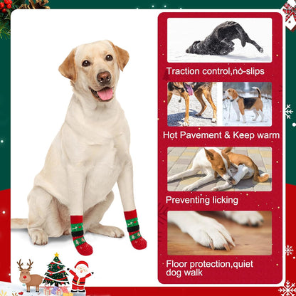 BEAUTYZOO 6PCS Dog Socks to Prevent Licking Paws, Anti Slip Dog Shoes for Hot Pavement Hardwood Floors, Traction Control Toe Grips Boots & Paw Protectors for Small Medium Large Senior Dogs, Grey S