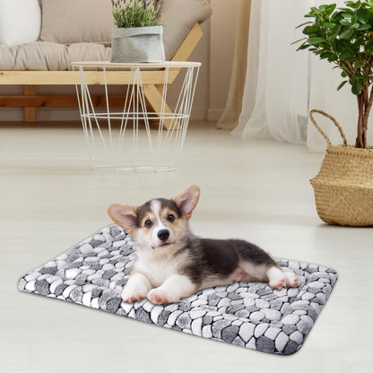 VANKEAN Dog Crate Pad Bed Mat Reversible (Warm & Cool), Soft Pet Sleeping Mat Dog Bed for Crate Suitable for Small to XX-Large Dogs and Cats, Machine Washable Crate Beds, Grey Stone Pattern