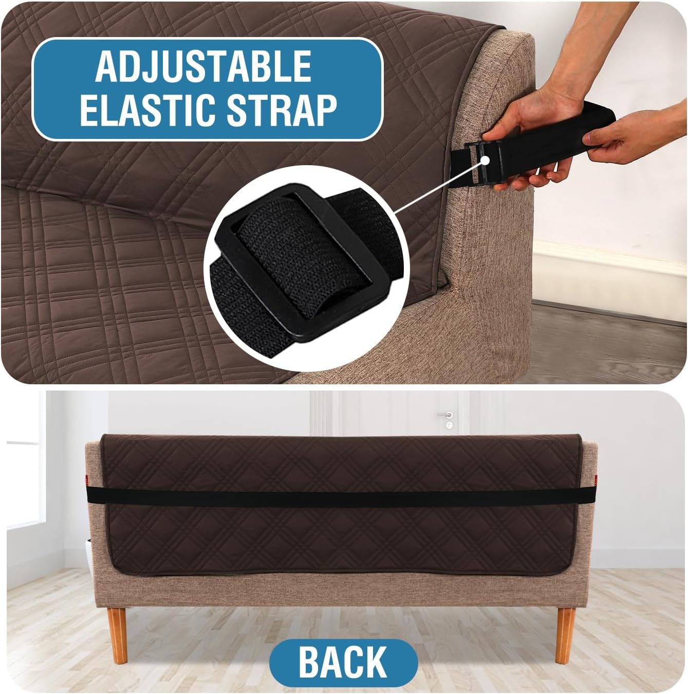H.VERSAILTEX 100% Waterproof Slipcovers for Couches and Sofas Modern Pet Couch Cover Thick Soft Furniture Protector with Elastic Straps(Sofa, Lily Pad/Beige)