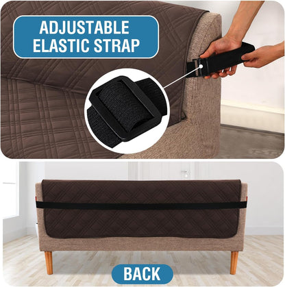 H.VERSAILTEX 100% Waterproof Slipcovers for Couches and Sofas Modern Pet Couch Cover Thick Soft Furniture Protector with Elastic Straps(Sofa, Lily Pad/Beige)