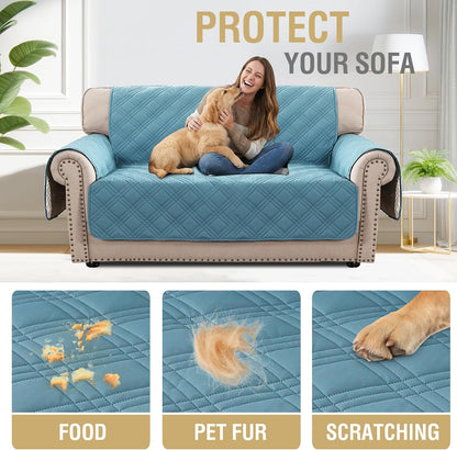 H.VERSAILTEX 100% Waterproof Slipcovers for Couches and Sofas Modern Pet Couch Cover Thick Soft Furniture Protector with Elastic Straps(Sofa, Lily Pad/Beige)