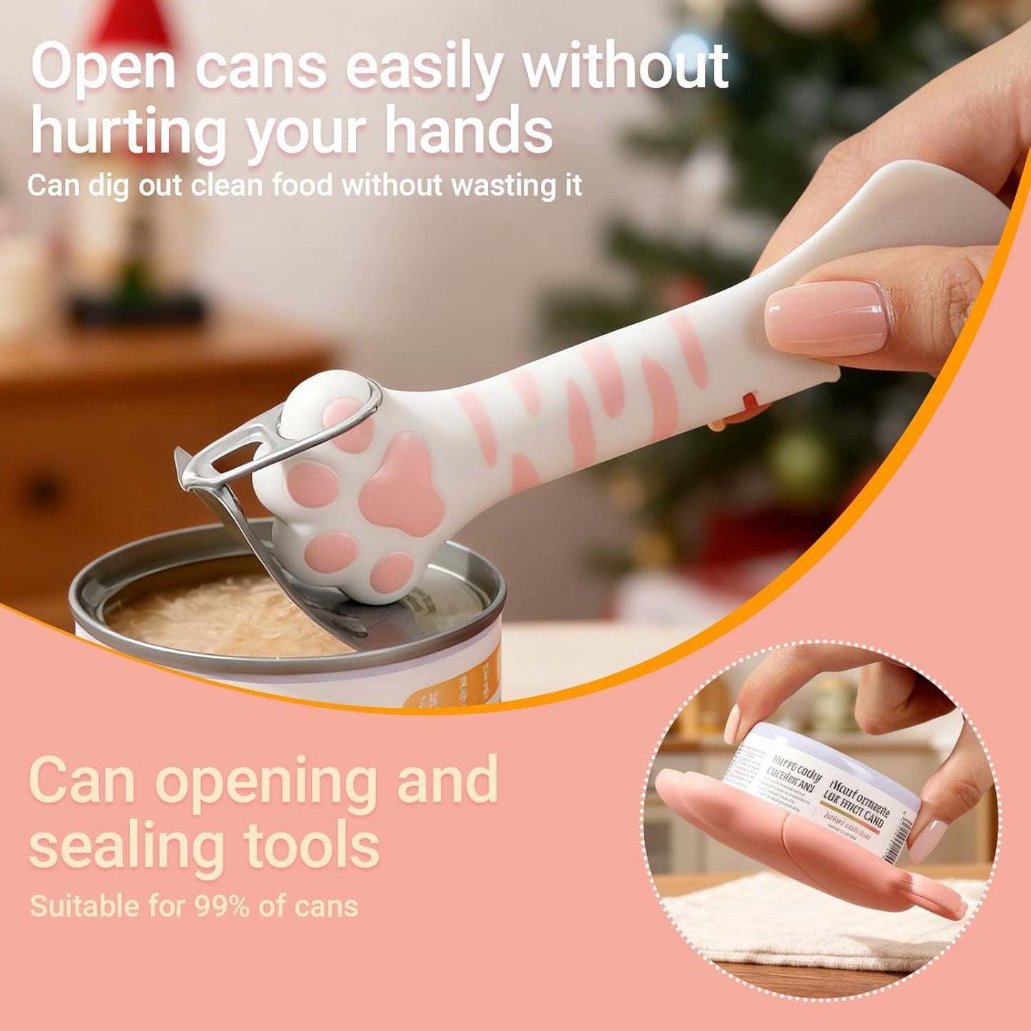 Pet Food Can Lids And Spoon,Pet Food Can Covers, One Fit 3 Standard Size Cans,For Dog And Cat Food Cans,Pink