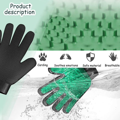 Pet Grooming Glove Hair Remover Brush Gentle Deshedding Efficient Pet Mitt Pet Massage Gloves Left & Right Hand Draw Dogs Cats Horses Long Short Fur (1Pair Left & Right Hand (Blue))