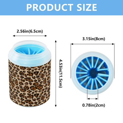 Leopard Print Dog Paw Cleaner Cup,Pet Foot Cleaner with Detachable Brush Paw Washer for Small Medium Large Dogs and Cats