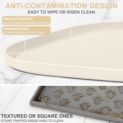 Small Silicone Pet Food Mat with Raised Edge for Food and Water Bowl, Square Dog Feeding Mats, Cat Food Trays for Floor Waterproof, Rubber Tray for Dogs and Cats, 12 x 12 x 0.7 Light Olive Green