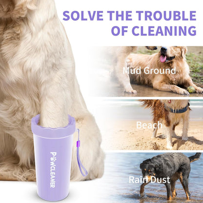 Professional 7 in 1 Dog Paw Cleaner for Dogs & Cats - Includes 1 Portable Paw Washer, 1 Bath Brush, 2 Dog Toothbrushes and 3 Absorbent Towels Note: Fits Paws up to 2 Inches Wide (Small, Blue)