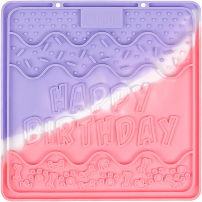 CHEWFFON Birthday Lick Mat for Dogs and Cats, Silicone Licking Pad with Suction Cups for Anxiety Relief, Interactive Slow Feeder for Dog Treats - Bathing & Grooming Distraction Toy, Seafoam Mist