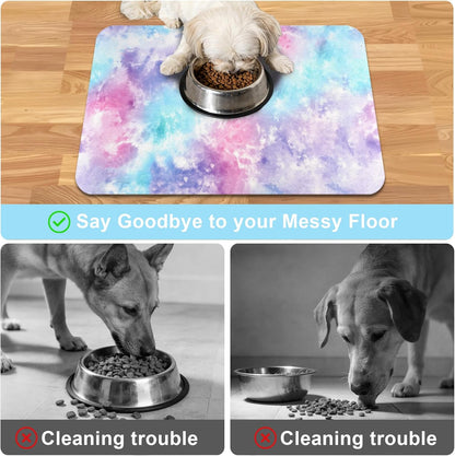 Dog Food Mats for Floors Waterproof Mat for Cat Food and Water Bowls - Absorbent Quick Dry Non Slip Mat for Pet Feeding
