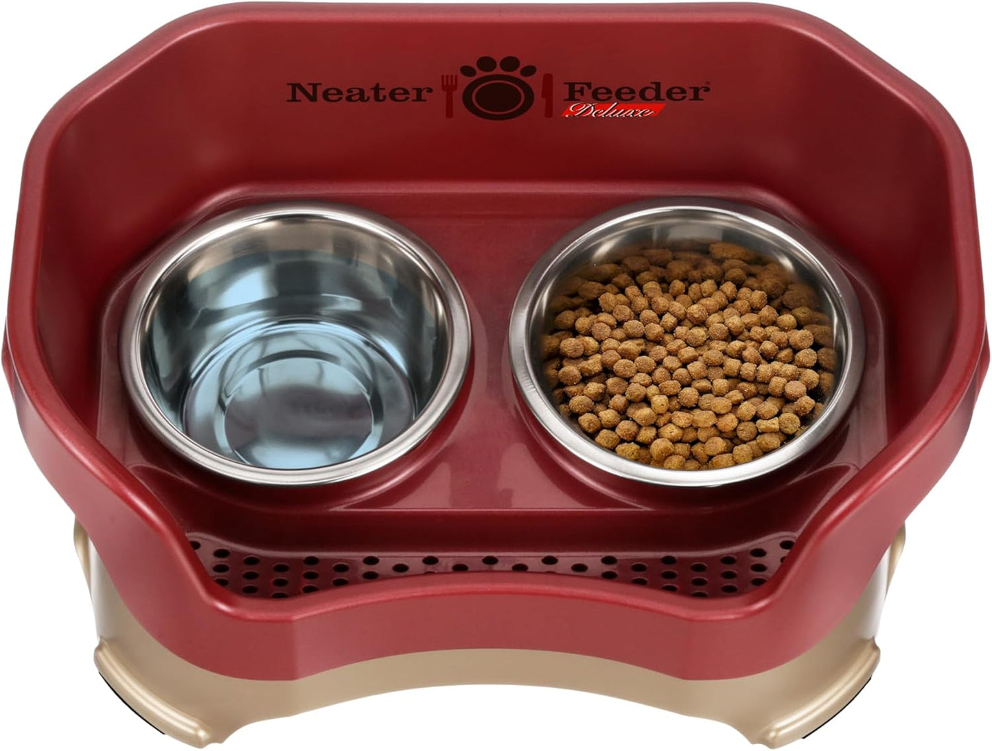 Neater Pet Brands Neater Feeder Deluxe Mess Proof Dog Bowls Elevated for Large Dogs Over 40 lbs, Made in USA, No Spill Raised Dog Food Bowl Stand Feeding Station, Food and Water Bowl Set, Black