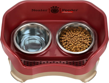 Neater Pet Brands Neater Feeder Deluxe Mess Proof Dog Bowls Elevated for Large Dogs Over 40 lbs, Made in USA, No Spill Raised Dog Food Bowl Stand Feeding Station, Food and Water Bowl Set, Black