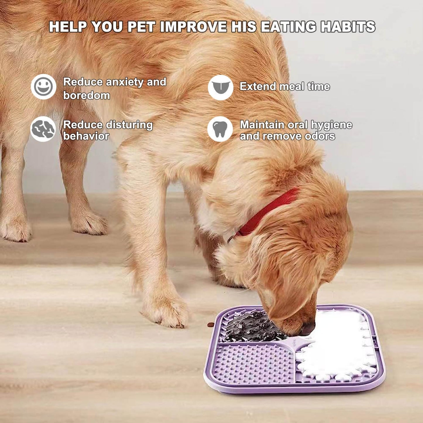 Azyh Licking Mat for Dogs & Cats 2 Pack, Slow Feeder Lick Pat for Large Dogs and Puppies, Anxiety Relief Dog Toys Feeding Mat for Butter Yogurt Peanut, Pets Bathing Grooming Training Mat (9.9'' × 6'')