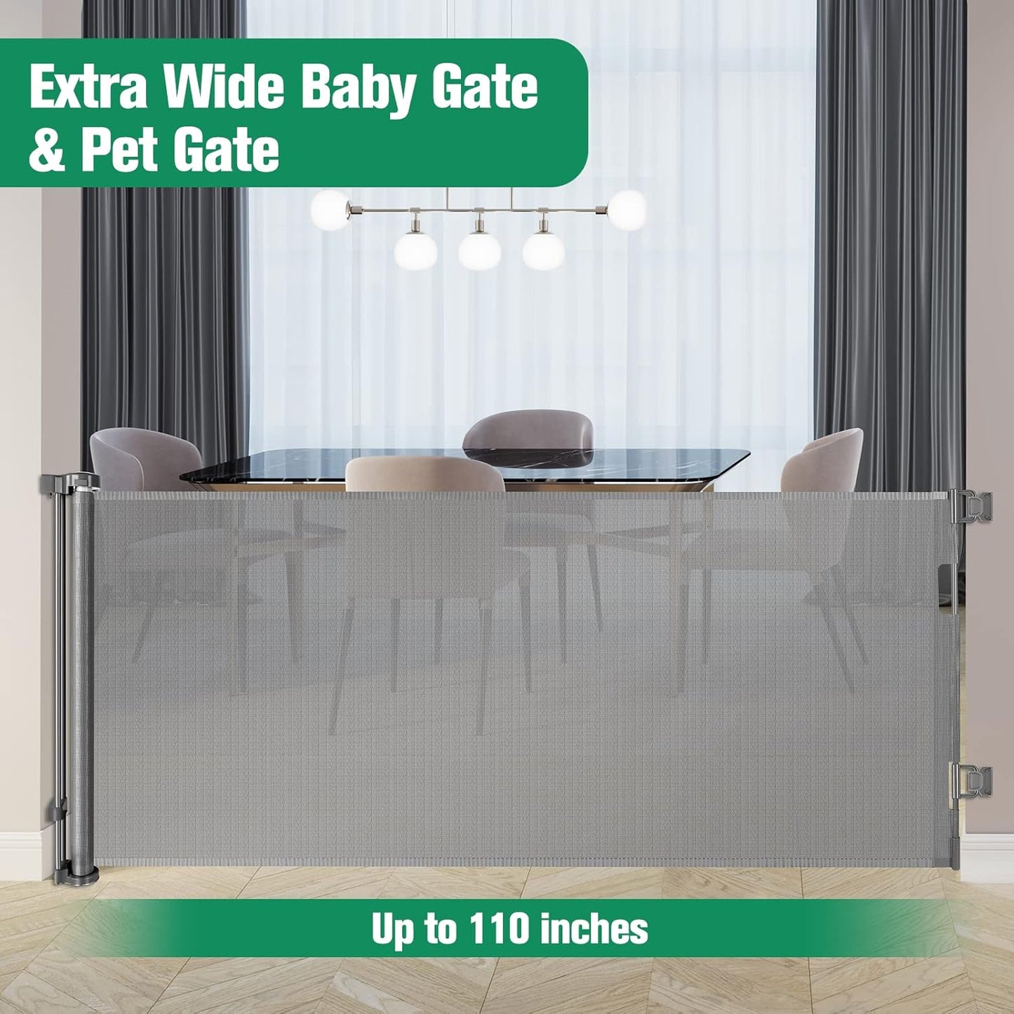 Extra Wide Baby Gate for Large Openings Retractable Baby Gates Indoor Outdoor Extra Long Dog Gate for Doorway Stair Gates for Kids or Pets Extra Large Dog Gate for Stairs
