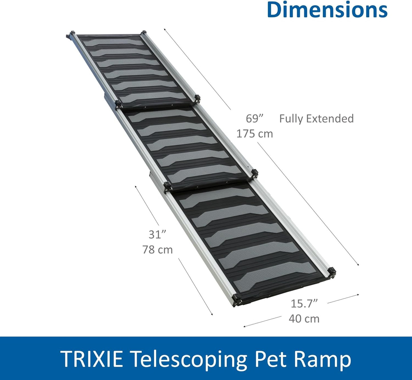 Trixie Folding Dog Ramp with Non-Slip Surfaces - Pet Ramp for Large Cars and SUVs - Foldable, Easy to Store and Clean - in Black